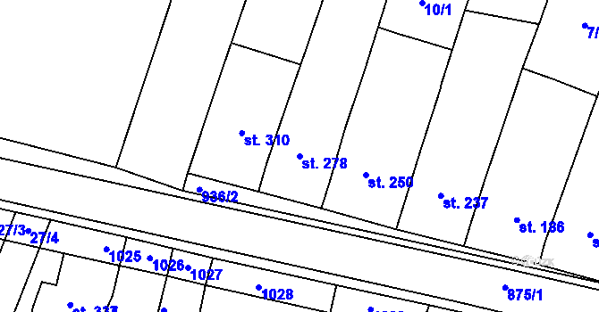 Parcela st. 278 v KÚ Klenovice na Hané, Katastrální mapa