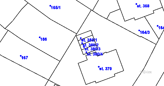 Parcela st. 380/2 v KÚ Klenovice na Hané, Katastrální mapa