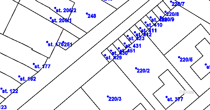 Parcela st. 429 v KÚ Klenovice na Hané, Katastrální mapa