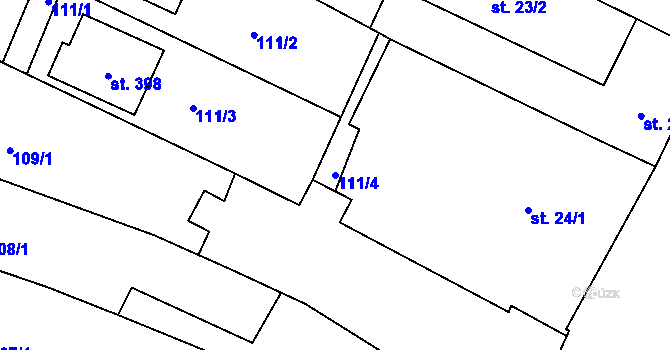 Parcela st. 111/4 v KÚ Klenovice na Hané, Katastrální mapa