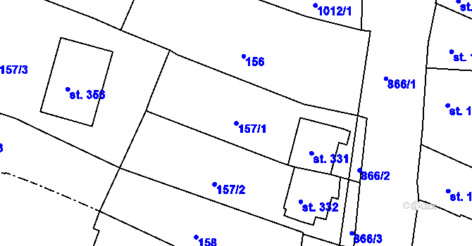 Parcela st. 157/1 v KÚ Klenovice na Hané, Katastrální mapa