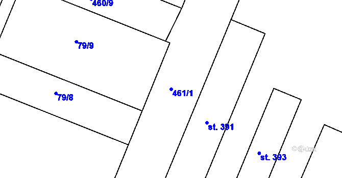Parcela st. 461/1 v KÚ Klenovice na Hané, Katastrální mapa