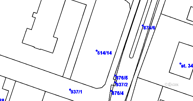 Parcela st. 514/14 v KÚ Klenovice na Hané, Katastrální mapa