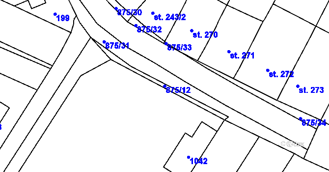 Parcela st. 875/12 v KÚ Klenovice na Hané, Katastrální mapa