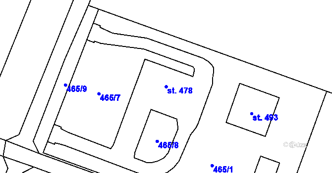 Parcela st. 478 v KÚ Klenovice na Hané, Katastrální mapa
