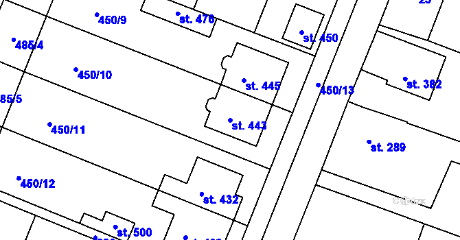 Parcela st. 443 v KÚ Klenovice na Hané, Katastrální mapa