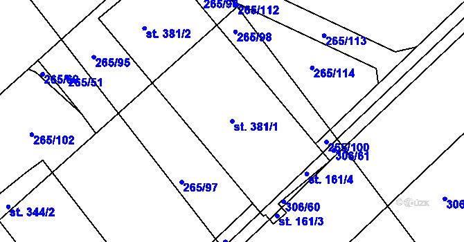 Parcela st. 381/1 v KÚ Klenovice na Hané, Katastrální mapa