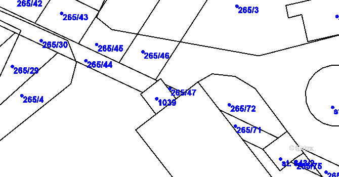 Parcela st. 265/47 v KÚ Klenovice na Hané, Katastrální mapa