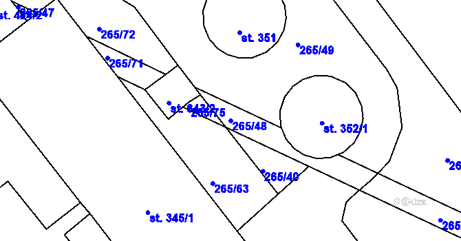 Parcela st. 265/48 v KÚ Klenovice na Hané, Katastrální mapa