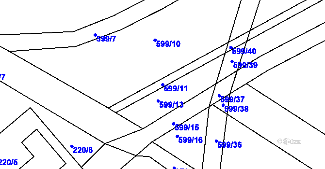 Parcela st. 599/11 v KÚ Klenovice na Hané, Katastrální mapa