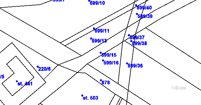 Parcela st. 599/15 v KÚ Klenovice na Hané, Katastrální mapa