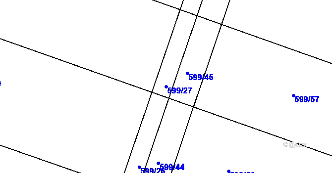 Parcela st. 599/27 v KÚ Klenovice na Hané, Katastrální mapa