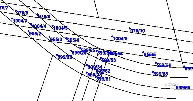 Parcela st. 599/35 v KÚ Klenovice na Hané, Katastrální mapa