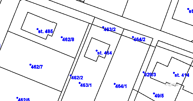 Parcela st. 454 v KÚ Klenovice na Hané, Katastrální mapa