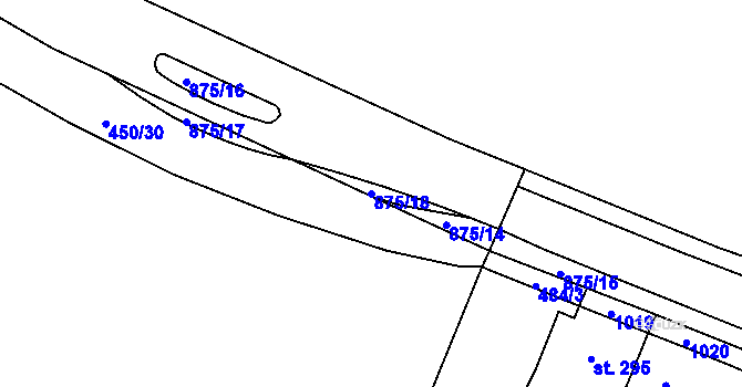 Parcela st. 875/18 v KÚ Klenovice na Hané, Katastrální mapa