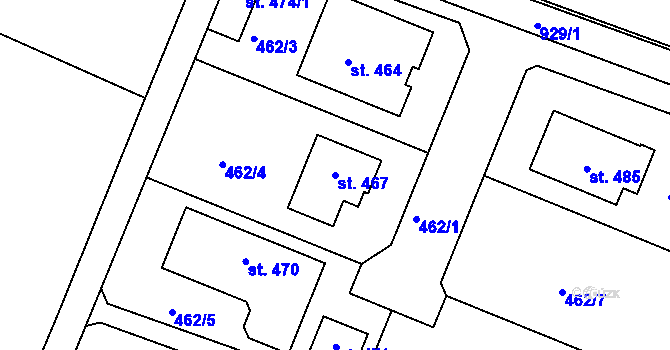Parcela st. 467 v KÚ Klenovice na Hané, Katastrální mapa