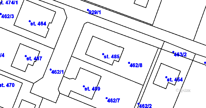 Parcela st. 485 v KÚ Klenovice na Hané, Katastrální mapa