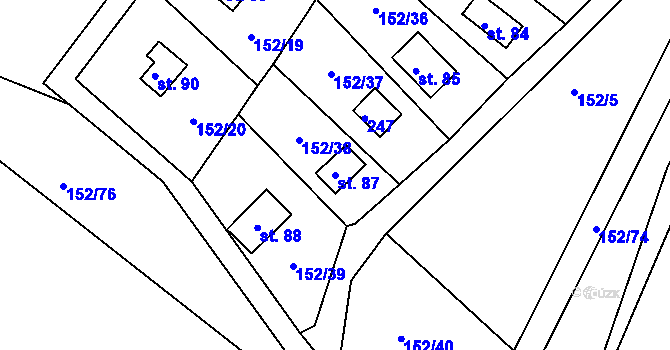 Parcela st. 87 v KÚ Klenovka, Katastrální mapa