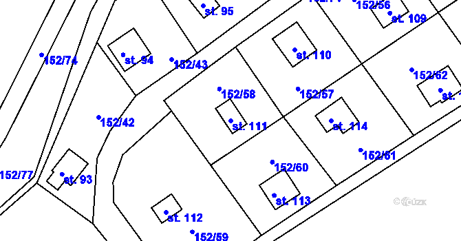 Parcela st. 111 v KÚ Klenovka, Katastrální mapa
