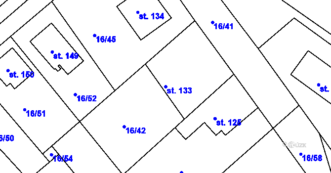 Parcela st. 133 v KÚ Klenovka, Katastrální mapa