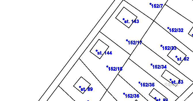 Parcela st. 144 v KÚ Klenovka, Katastrální mapa