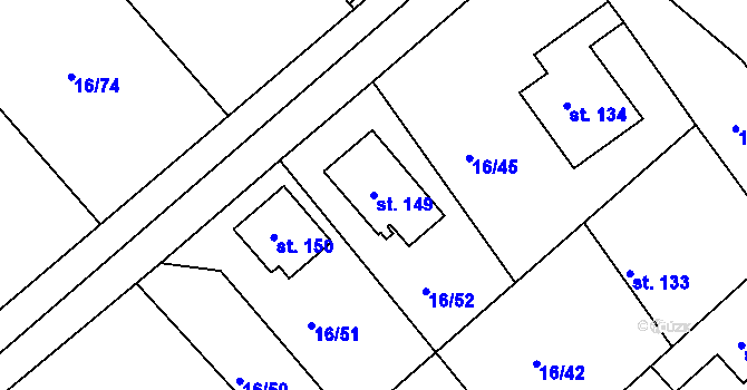 Parcela st. 149 v KÚ Klenovka, Katastrální mapa