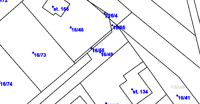 Parcela st. 16/49 v KÚ Klenovka, Katastrální mapa