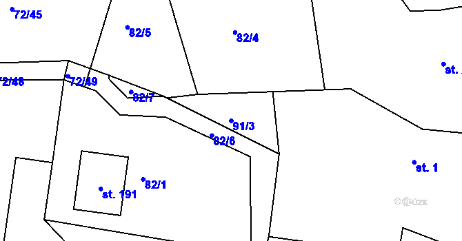 Parcela st. 91/3 v KÚ Klenovka, Katastrální mapa