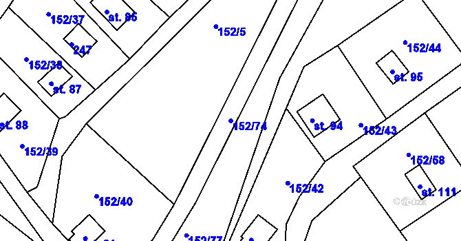 Parcela st. 152/74 v KÚ Klenovka, Katastrální mapa
