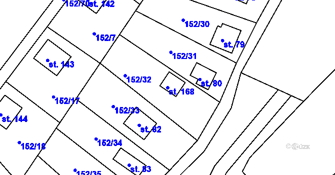 Parcela st. 168 v KÚ Klenovka, Katastrální mapa