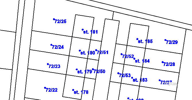 Parcela st. 72/51 v KÚ Klenovka, Katastrální mapa