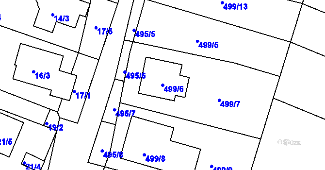 Parcela st. 499/6 v KÚ Klentnice, Katastrální mapa