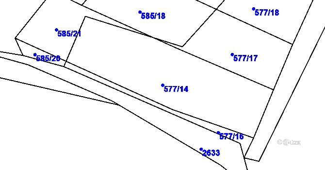 Parcela st. 577/14 v KÚ Klentnice, Katastrální mapa