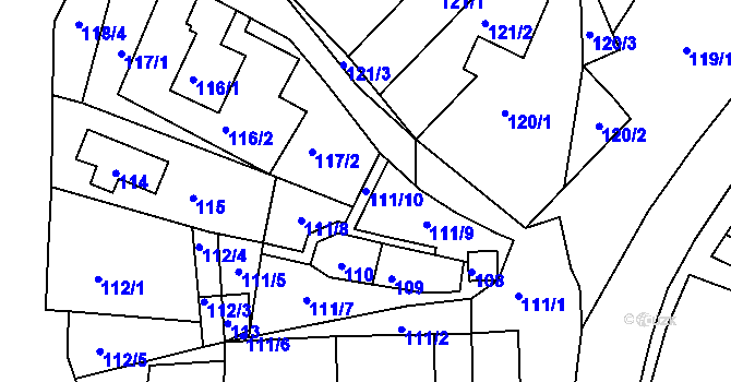 Parcela st. 111/10 v KÚ Klentnice, Katastrální mapa