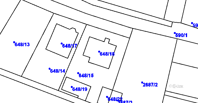 Parcela st. 648/18 v KÚ Klentnice, Katastrální mapa
