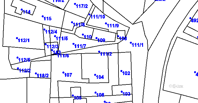 Parcela st. 111/2 v KÚ Klentnice, Katastrální mapa
