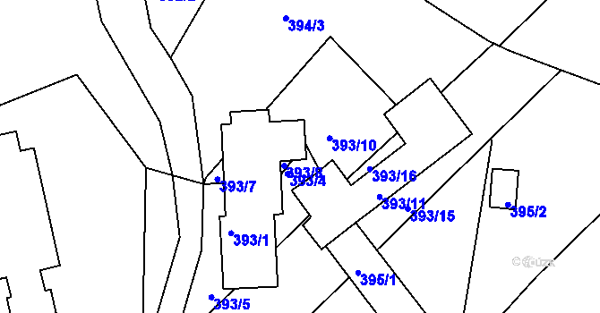 Parcela st. 393/2 v KÚ Klentnice, Katastrální mapa