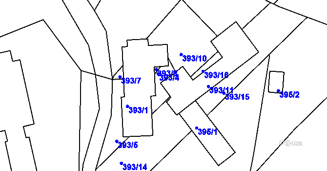 Parcela st. 393/3 v KÚ Klentnice, Katastrální mapa