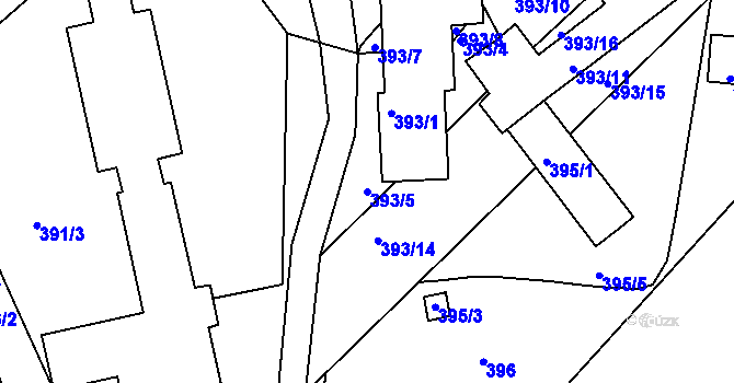 Parcela st. 393/5 v KÚ Klentnice, Katastrální mapa