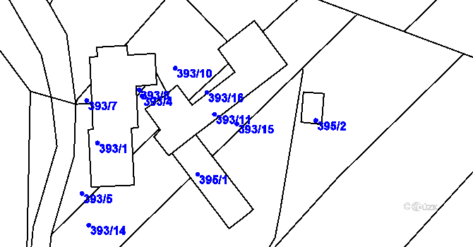 Parcela st. 393/15 v KÚ Klentnice, Katastrální mapa