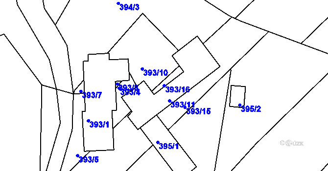 Parcela st. 393/16 v KÚ Klentnice, Katastrální mapa