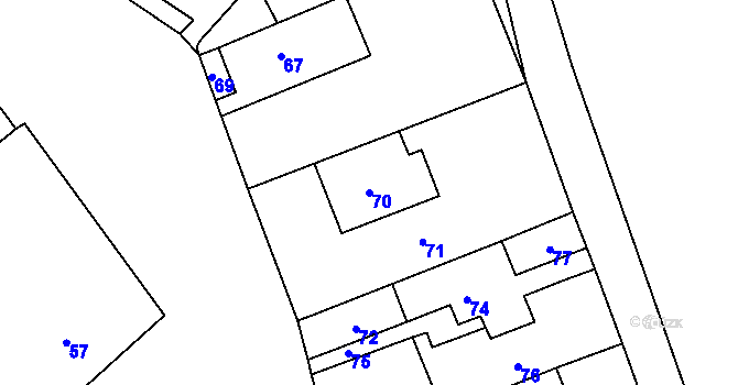 Parcela st. 70 v KÚ Klepačov, Katastrální mapa