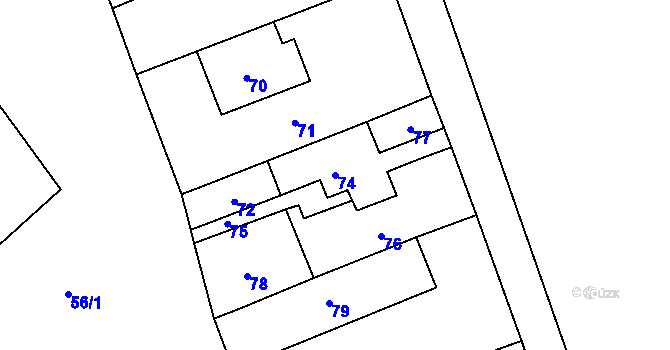 Parcela st. 74 v KÚ Klepačov, Katastrální mapa