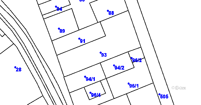 Parcela st. 93 v KÚ Klepačov, Katastrální mapa