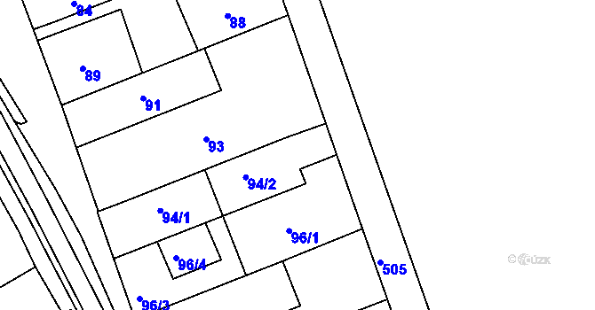 Parcela st. 96/2 v KÚ Klepačov, Katastrální mapa