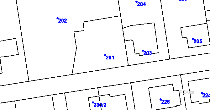 Parcela st. 201 v KÚ Klepačov, Katastrální mapa