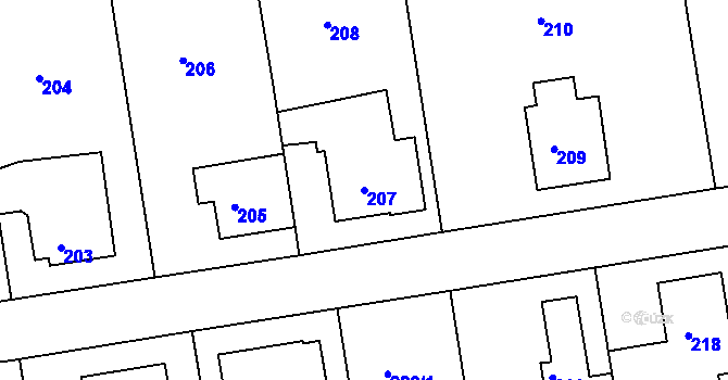 Parcela st. 207 v KÚ Klepačov, Katastrální mapa