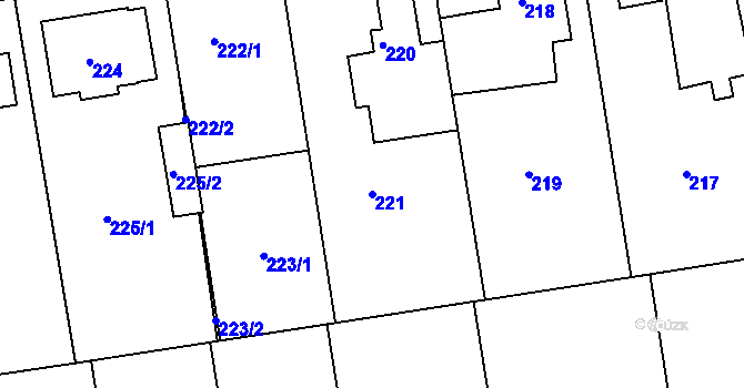 Parcela st. 221 v KÚ Klepačov, Katastrální mapa