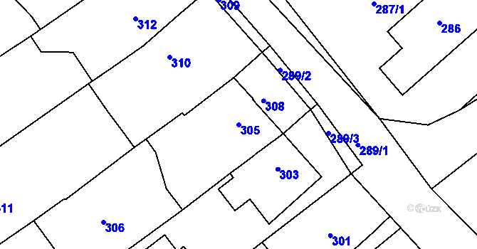 Parcela st. 305 v KÚ Klepačov, Katastrální mapa