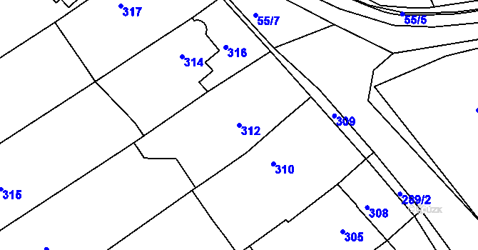 Parcela st. 312 v KÚ Klepačov, Katastrální mapa